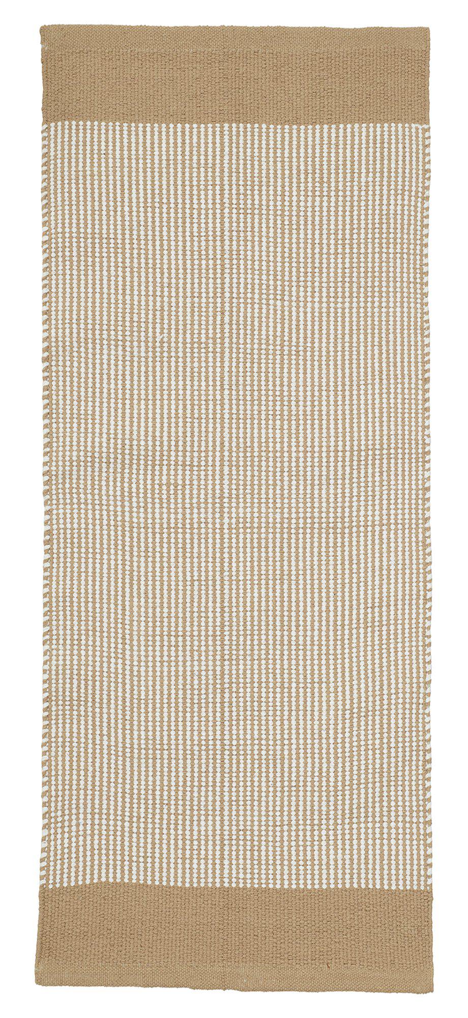 Vävd bomullsgångmatta i naturliga färgtoner, 70x240 cm, stilren design för trygg och skön inredning.