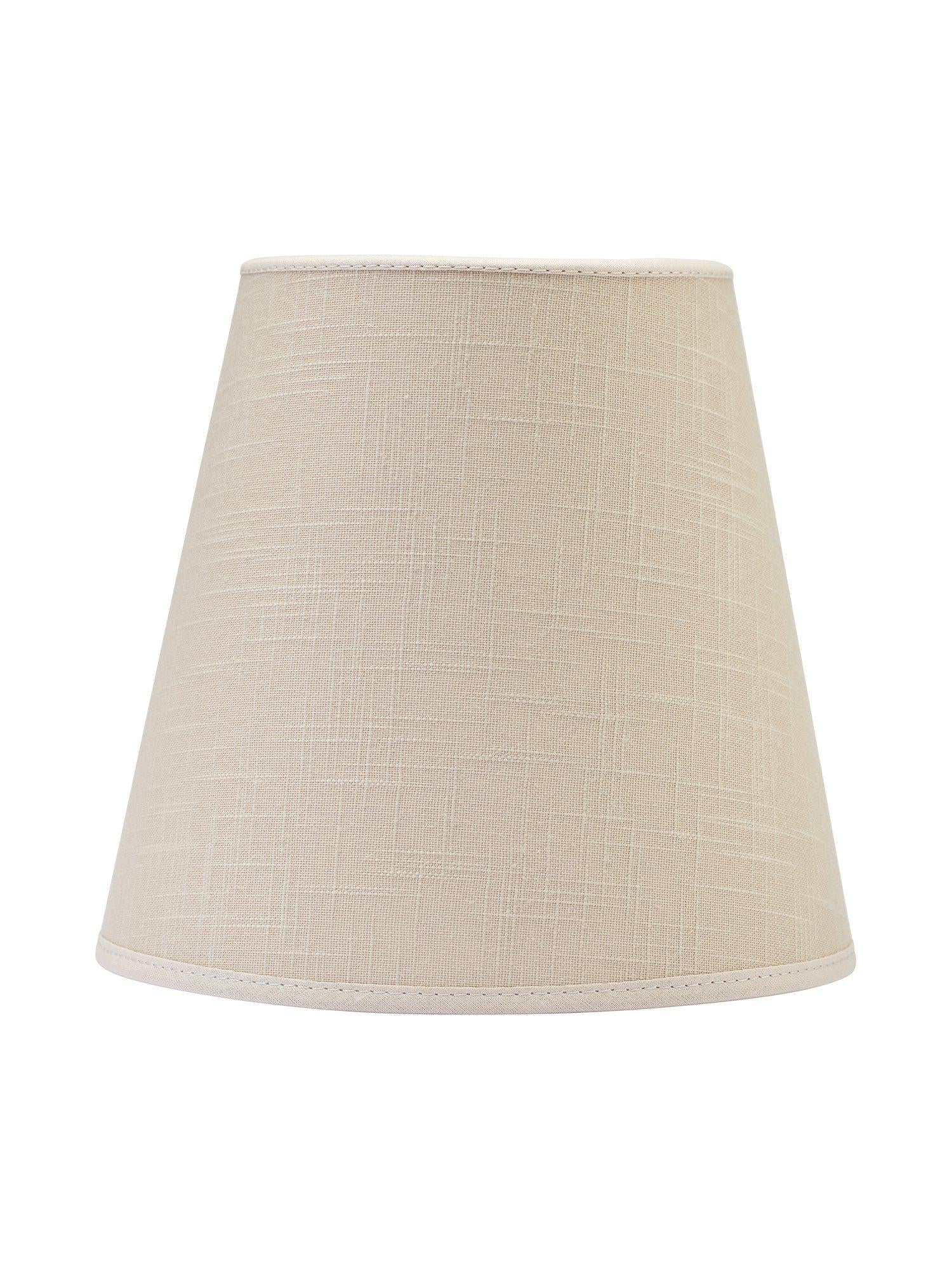Cia toppringsskärm från PR Home i beige bomull med linneliknande textur och vit insida, idealisk för lampor med böjd arm.