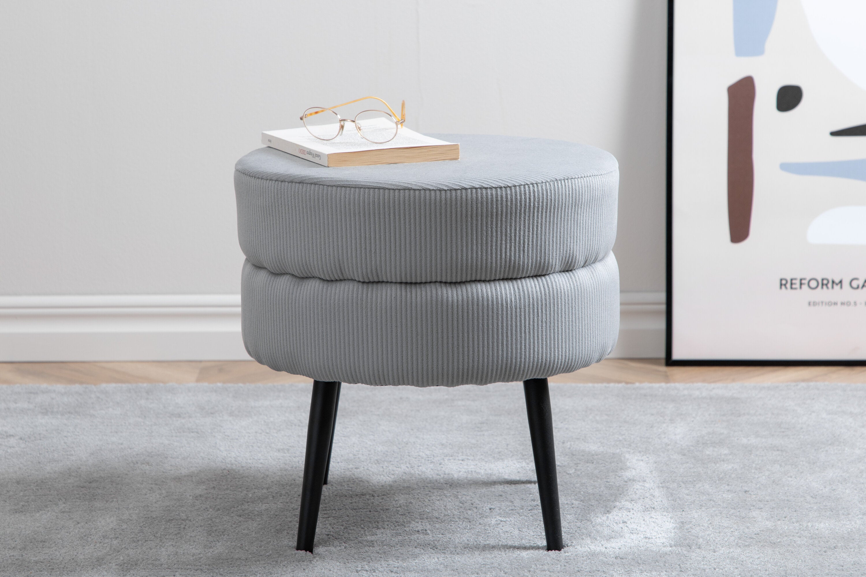 Venture Home Pot Ottoman Puff Svart/Grå ø40 cm