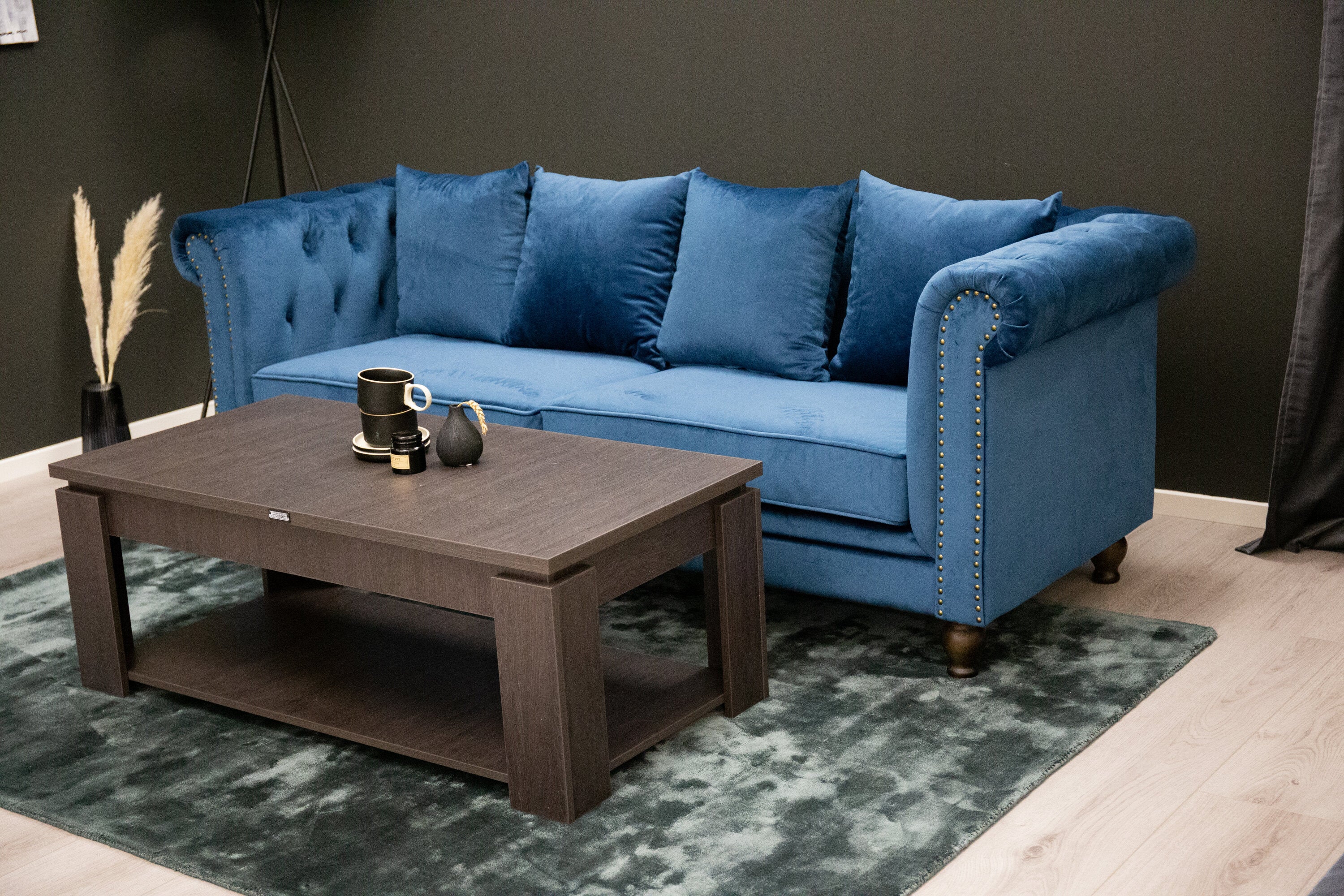 Venture Home Velvet 3-Sits Soffa Blå/Natur