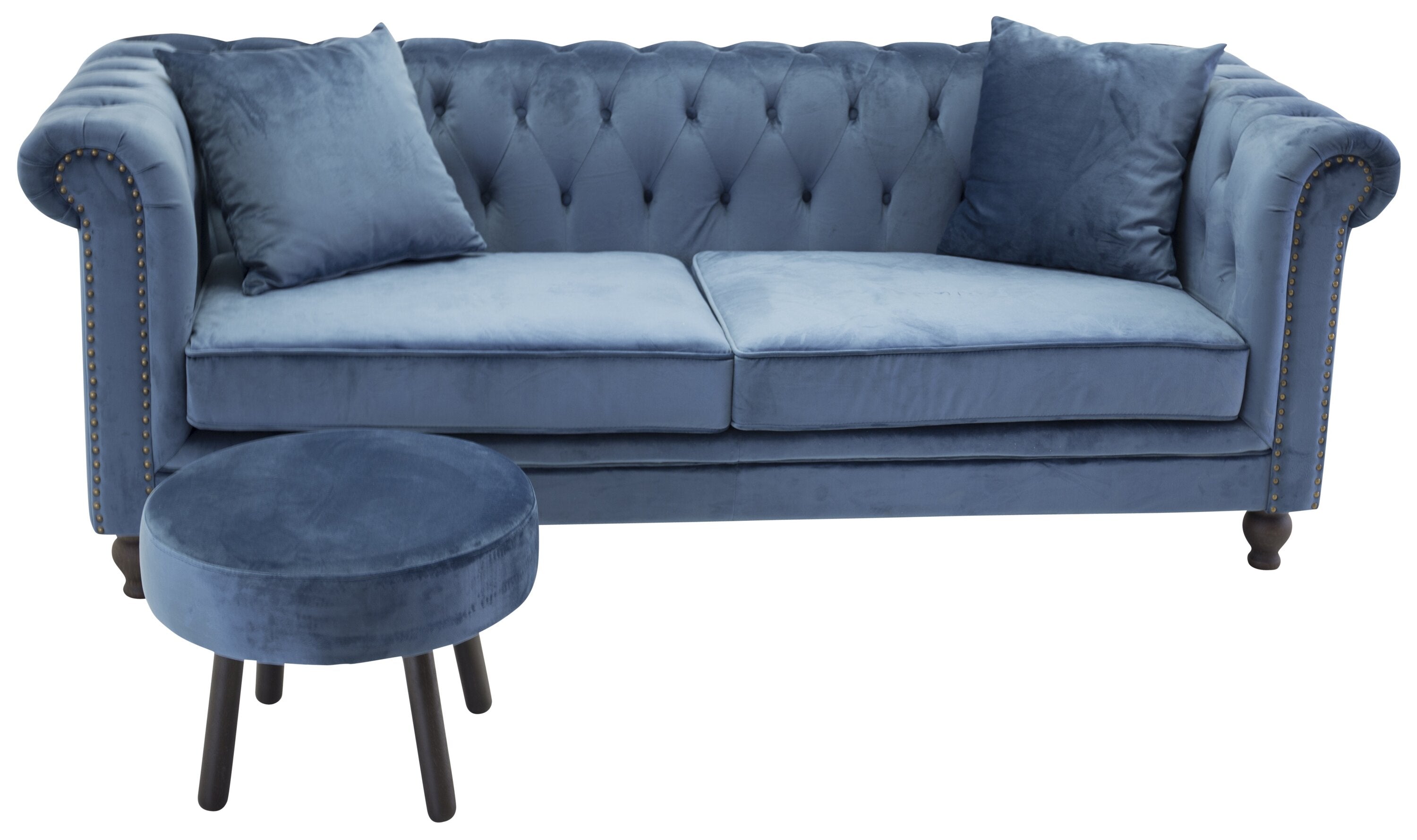 Venture Home Velvet 3-Sits Soffa Blå/Natur