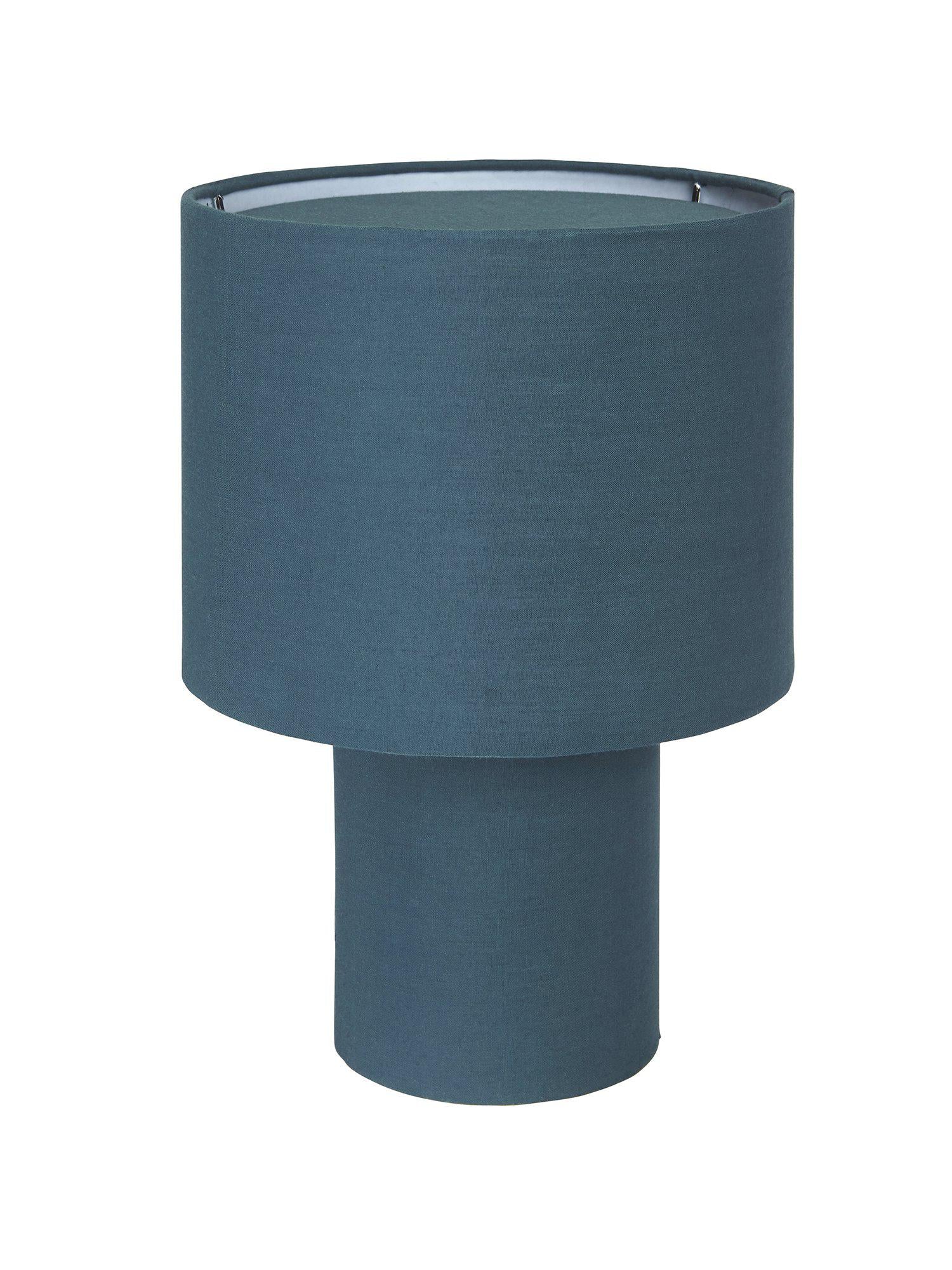 Stilren bordslampa Leah från PR Home i blå textil, 28 cm hög med mjukt ljus och flexibel sladd för alla rum.
