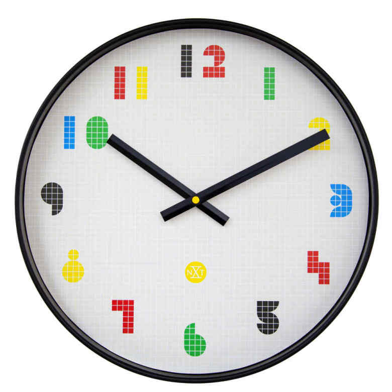 Nextime Nxt Bit Väggklocka 35 Cm, Svart-Vit/Multi