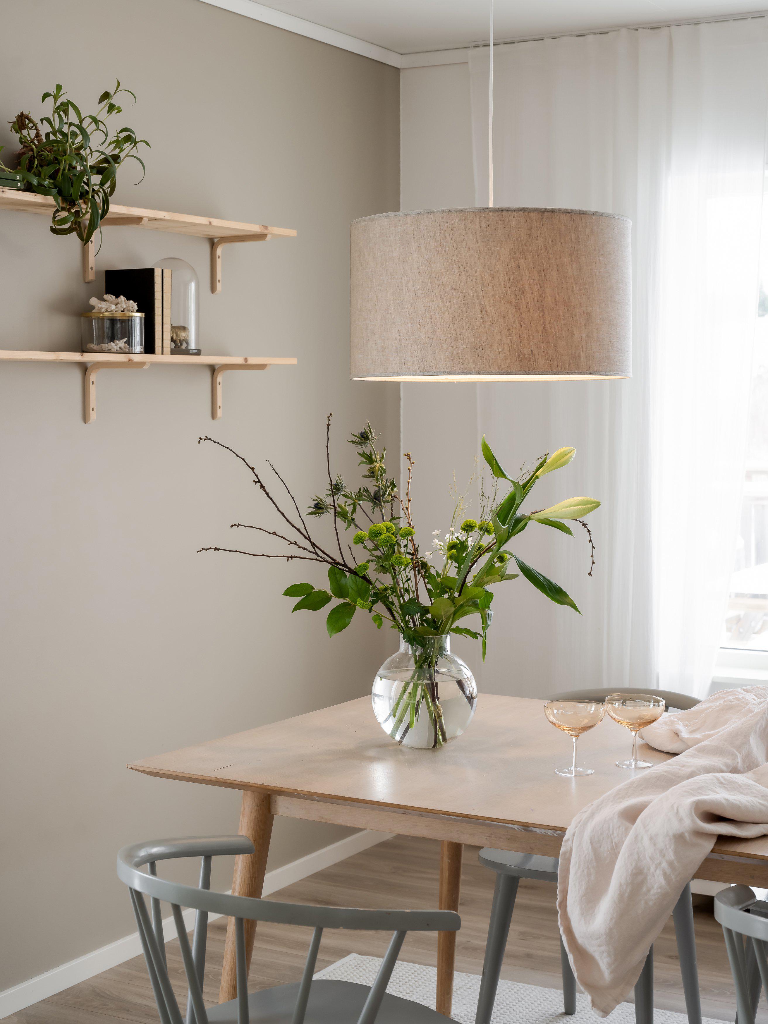 Pr Home Sara Taklampa Linne 55 cm, Natur
