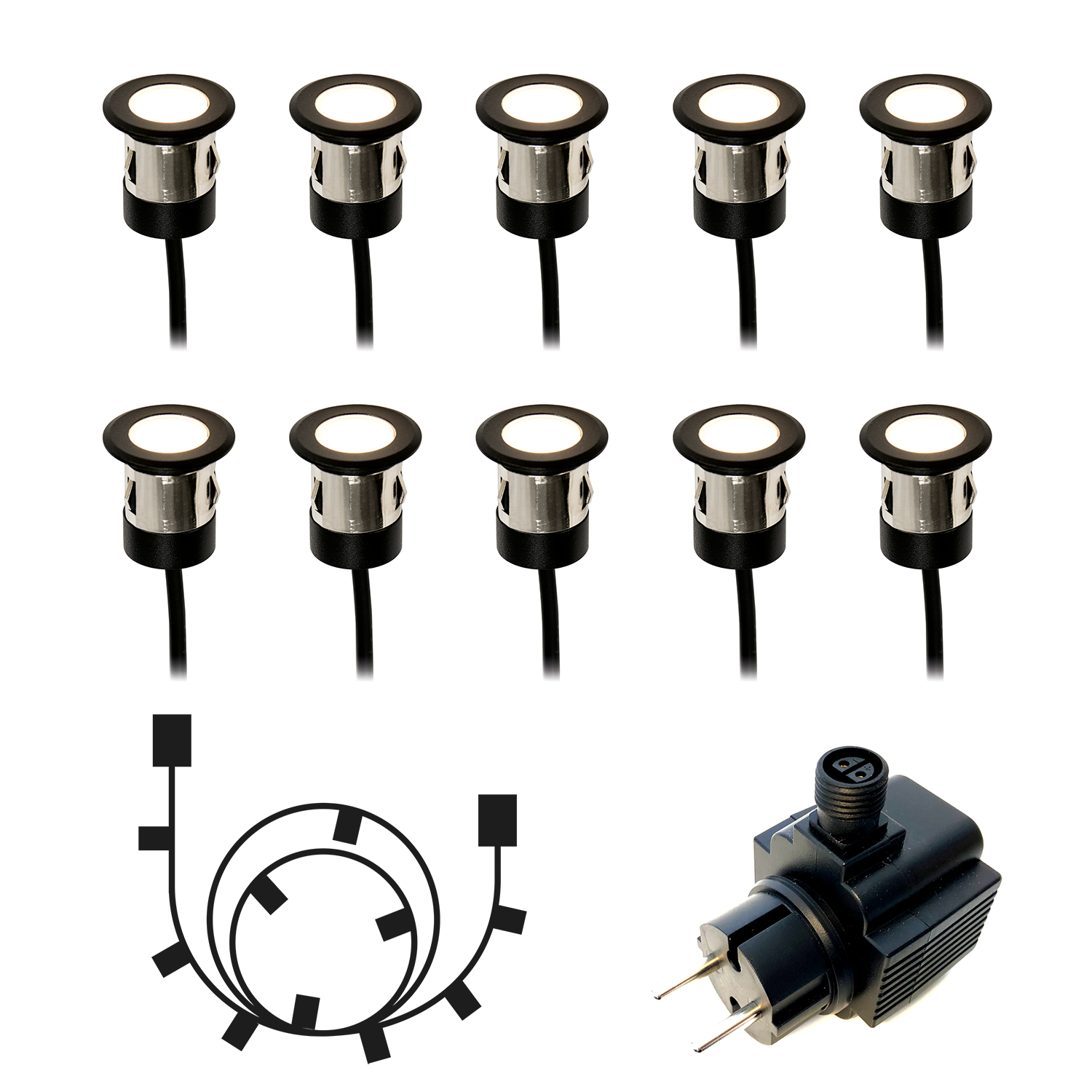LightsOn Orion 10-pack Decklight 35mm LED, Svart