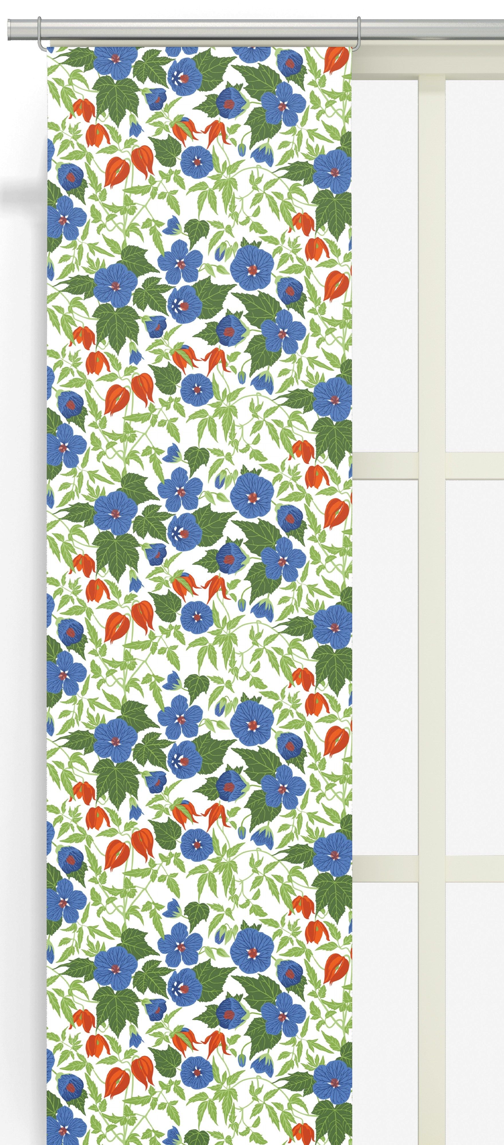 Husknuten blå panel från Arvidssons Textil, 43x240 cm, med subtila mönster för stilren inredning.