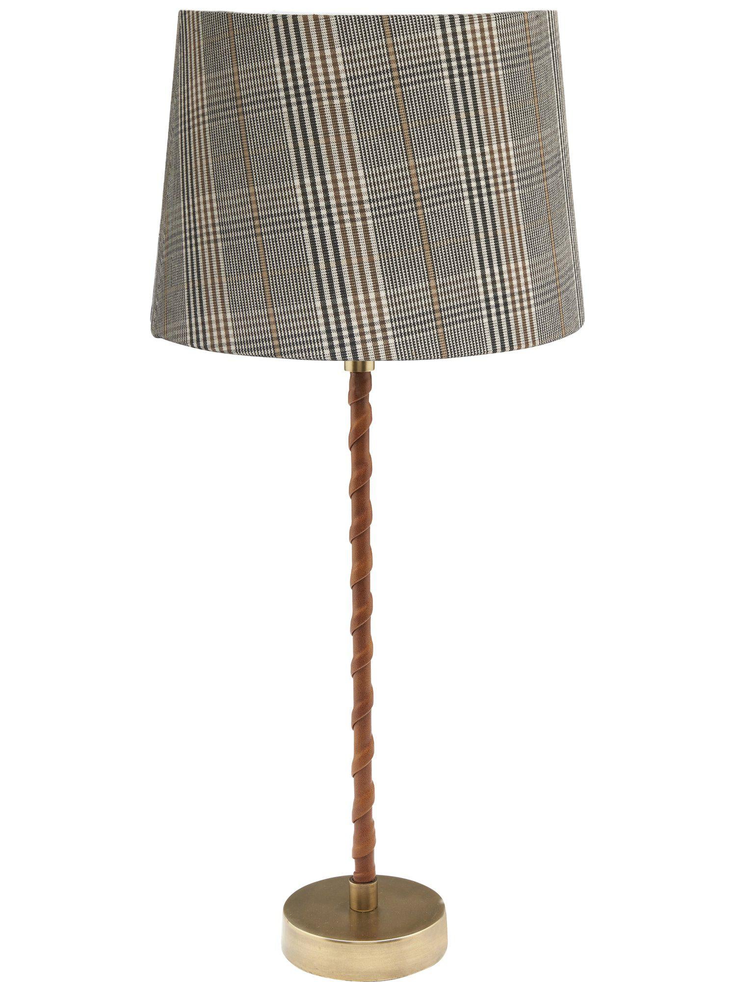 Elegant lampfot i antikmässing med konstläder, 59 cm hög. Perfekt för mångsidig belysning från PR Home.