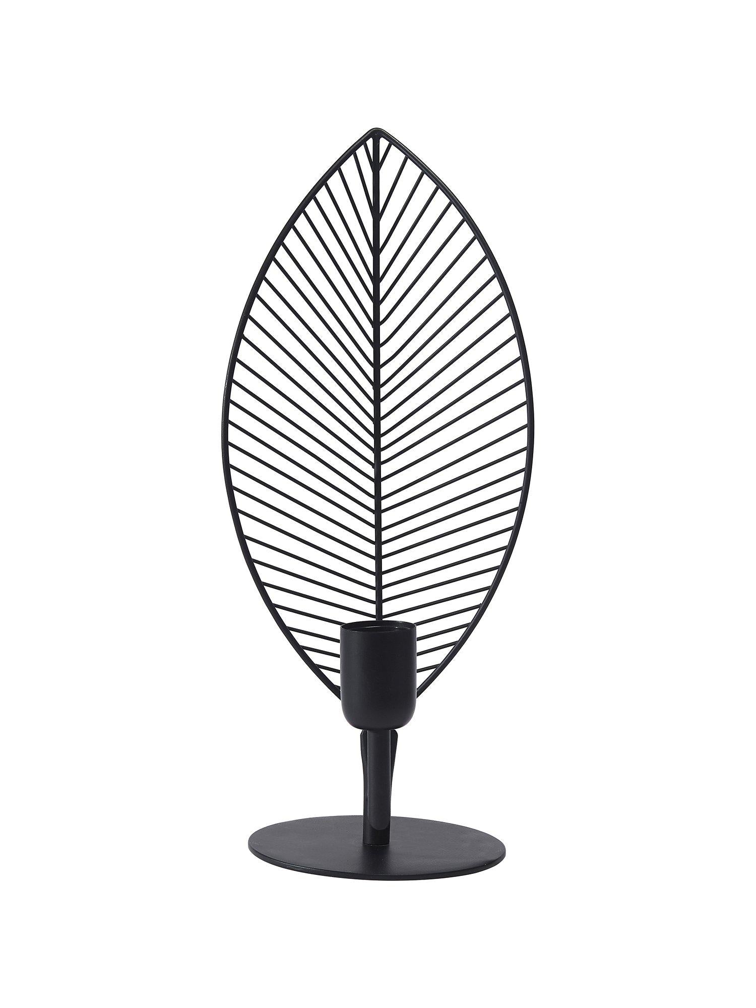 Lampfot Elm från PR Home i matt svart metall, 42 cm hög med stiligt ljusspel. Perfekt för sidobord och fönsterbrädor.