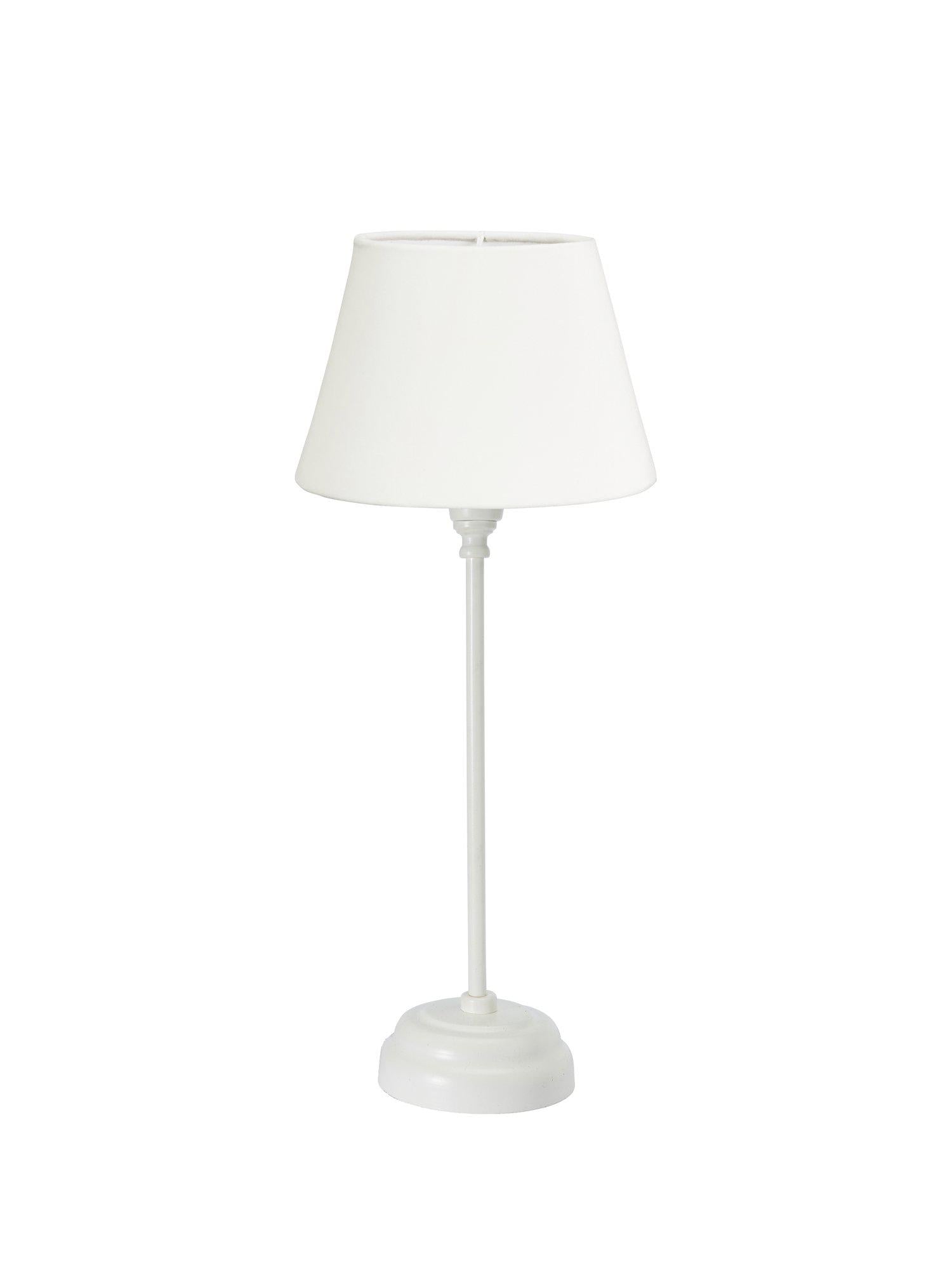 Lampfot Oval från PR Home i metall med matt off-vit finish och linnefärgad textilkabel, stilren belysningslösning för alla miljöer.