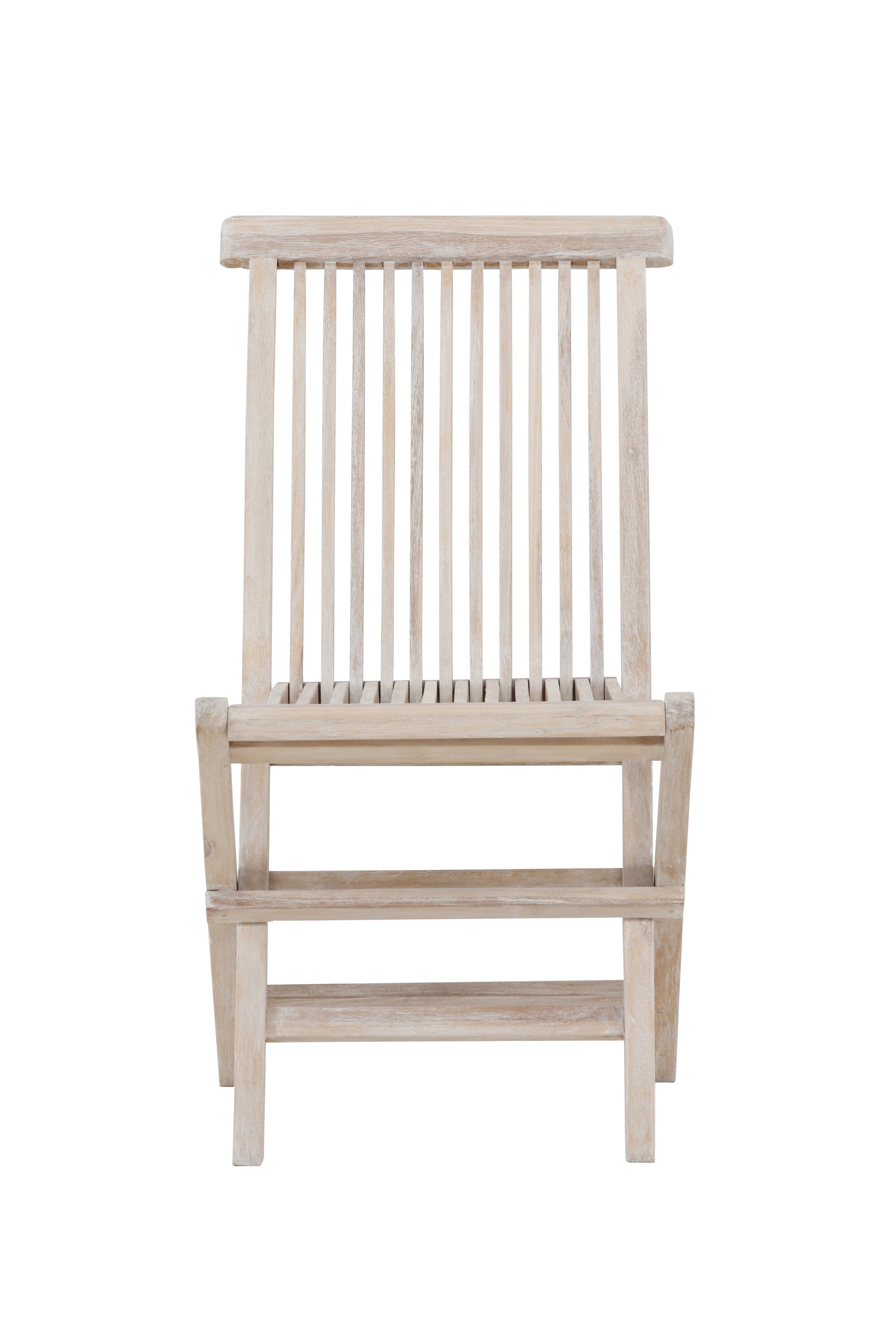 Elegant matstol för utomhusbruk i teak med whitewash-finish, perfekt för uteplats och trädgård. Säljs i 2-pack.