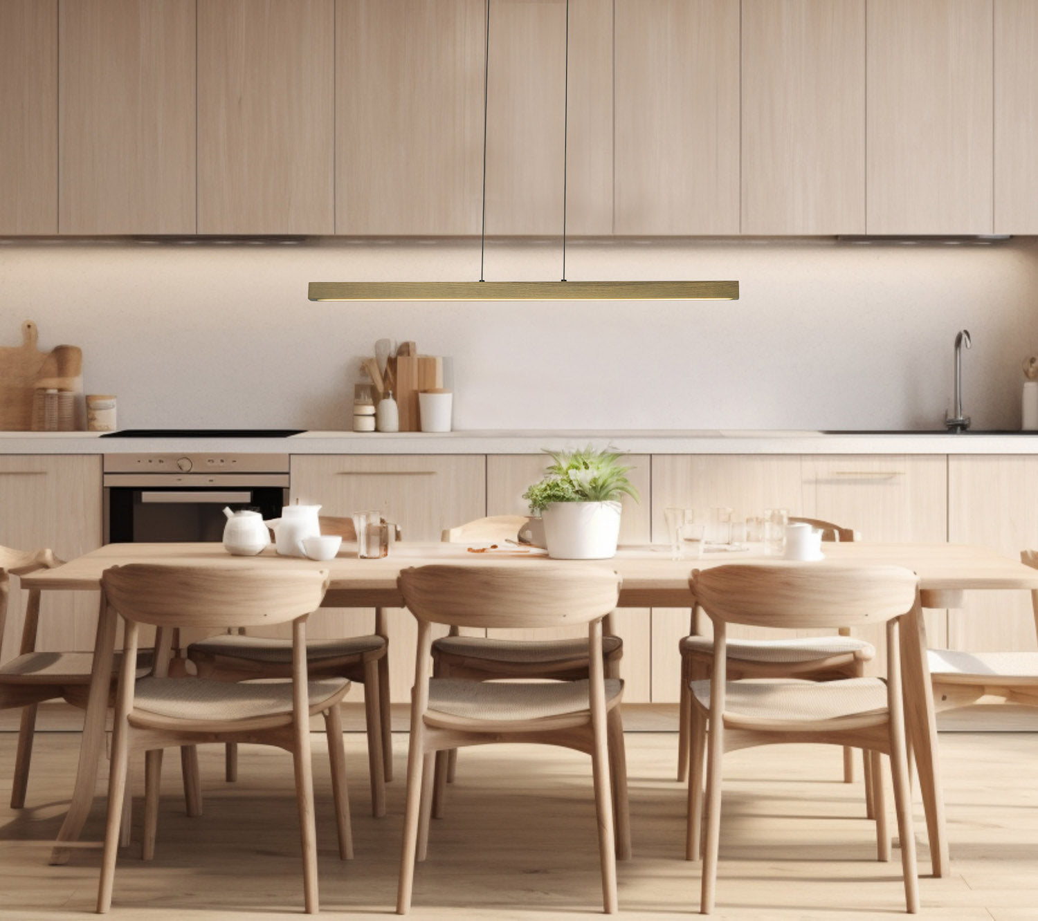 Aneta Lighting LINEA taklampa, ljus natur trä/svart