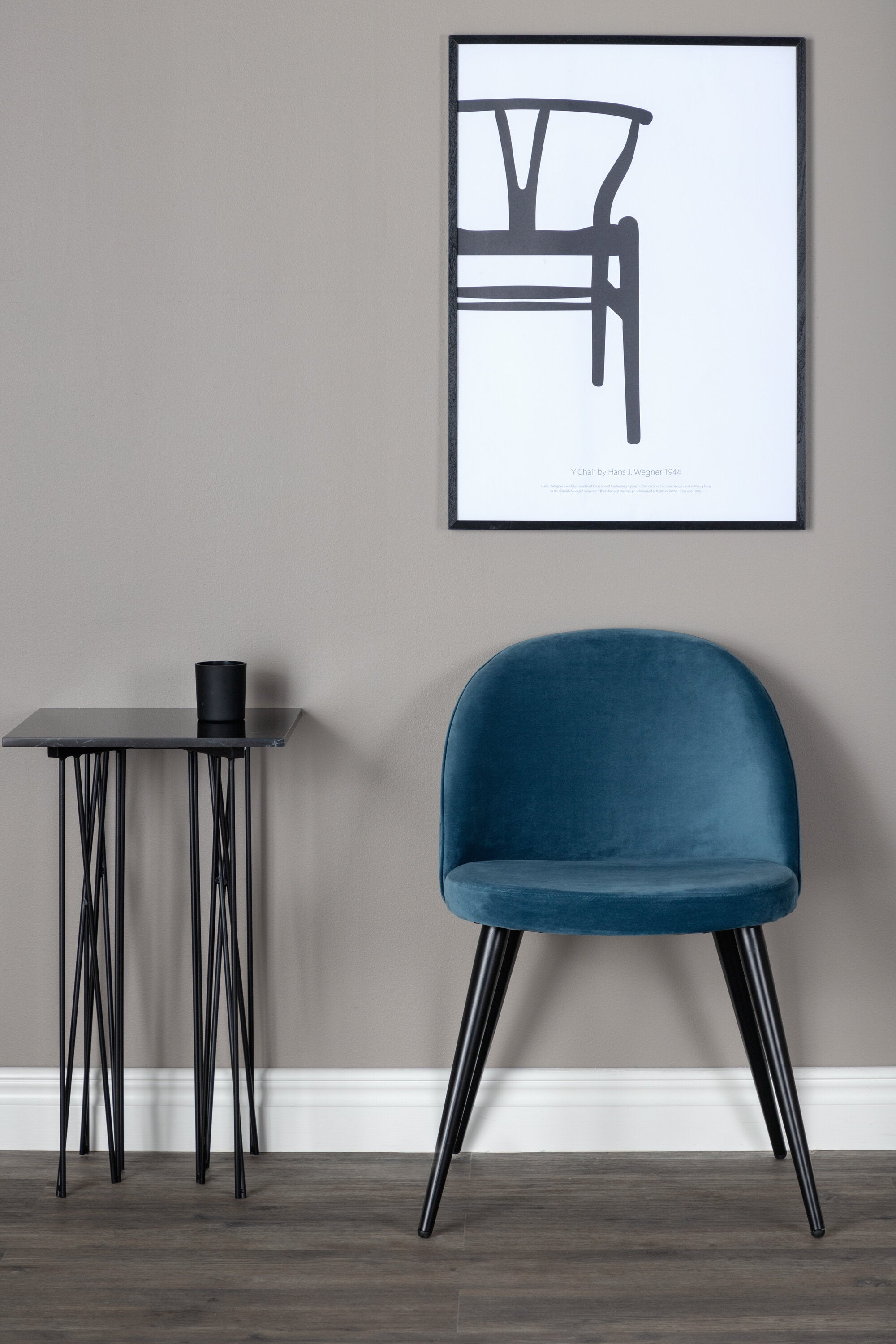Venture Home Velvet Matstol Svart/Blå 2-pack