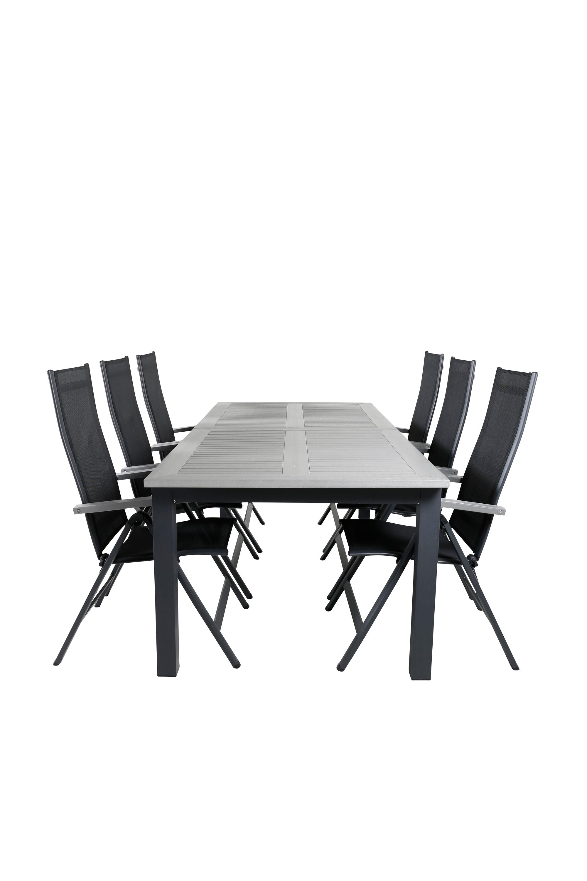 Matbord Albany med matchande matstolar i färgglad design, skapar en inbjudande atmosfär för sociala stunder.