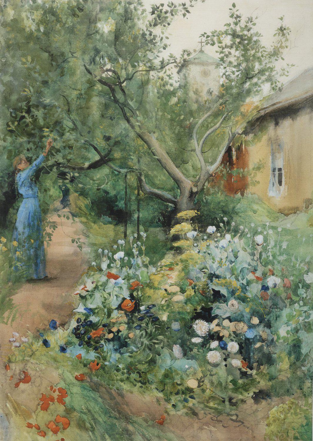 Svanefors Carl Larsson Blomster Bonad Grön