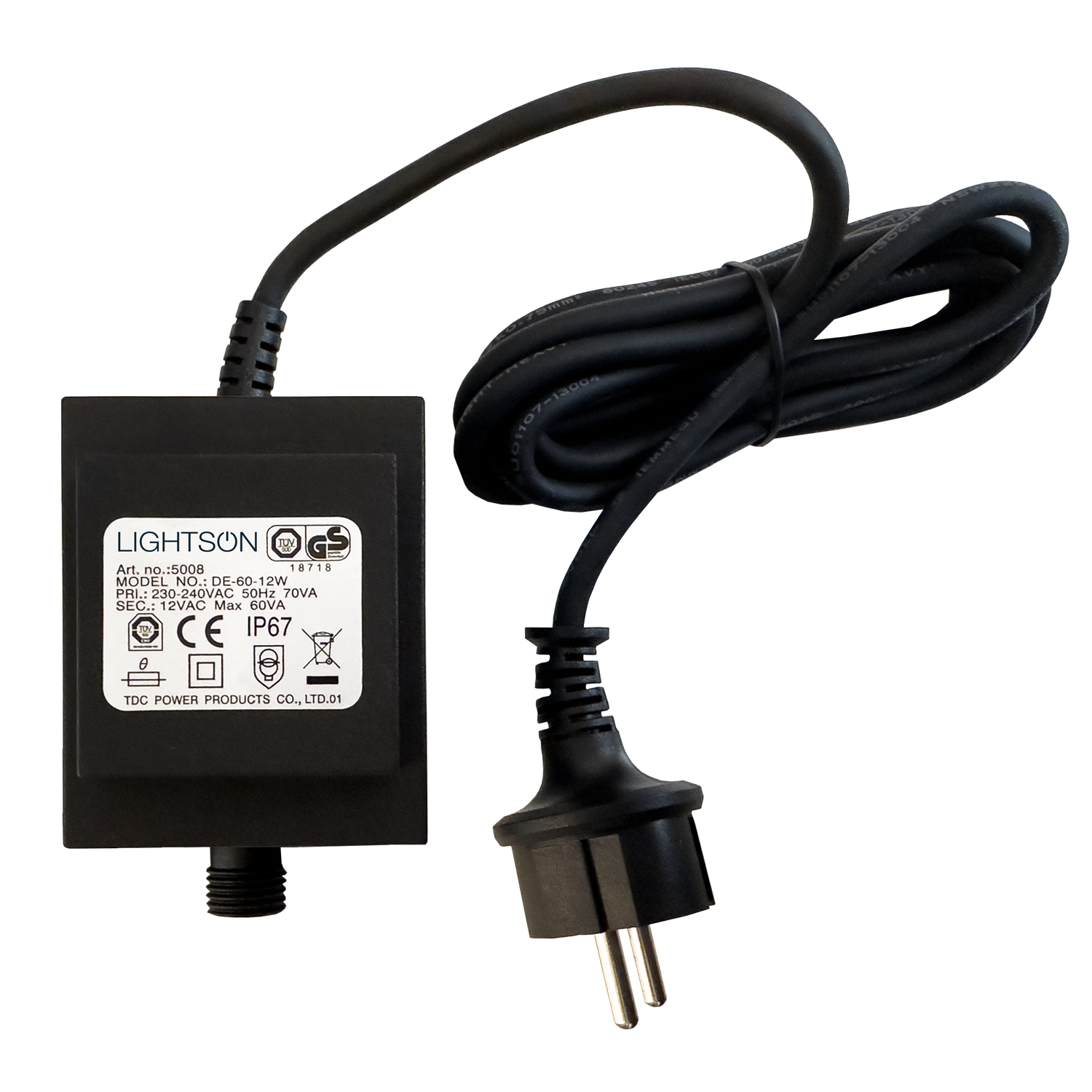 Transformator 60W för Garden Plug & Play-systemet, konverterar 230V till tryggt 12V. Perfekt för flexibel trädgårdsbelysning.
