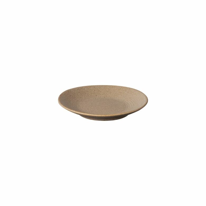 KUMI Tallrik Ø14 cm i Fungi – unik keramik med minimalistisk design och traditionell japansk glasyreffekt. Perfekt för elegant dukning.