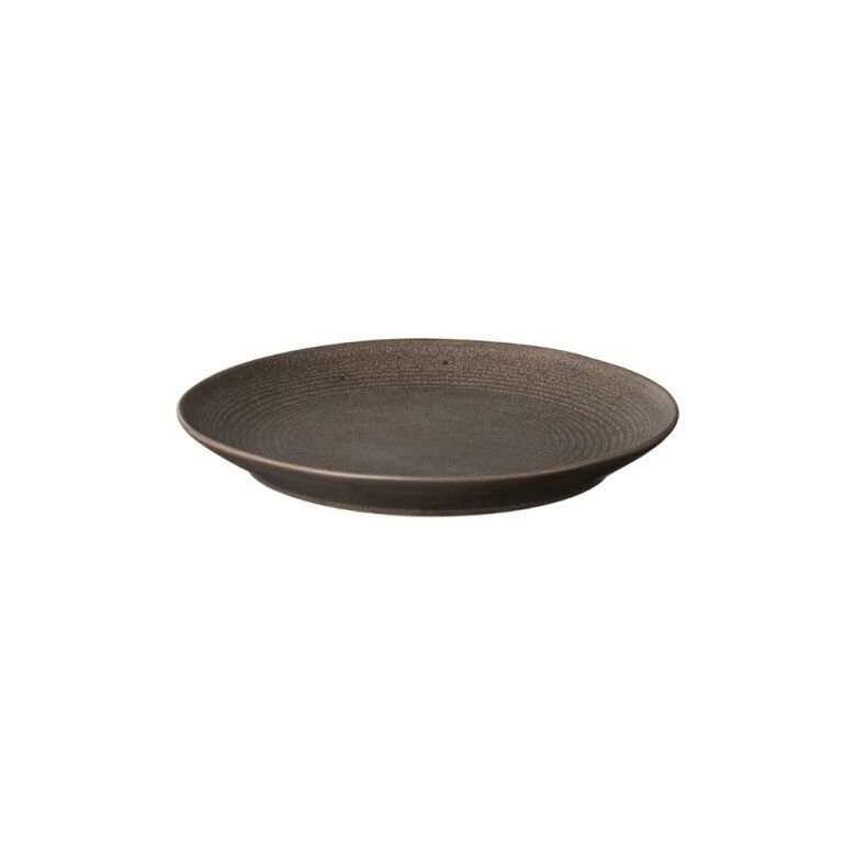 KUMI desserttallrik i espresso, Ø21 cm - minimalistisk keramik med unik reaktiv glasyr för en elegant bordserfarenhet.