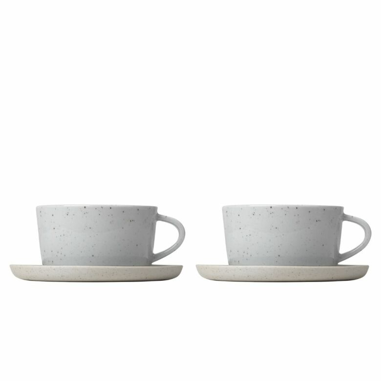 Blomus Sablo Tekopp med Fat 25cl 2-pack, Cloud