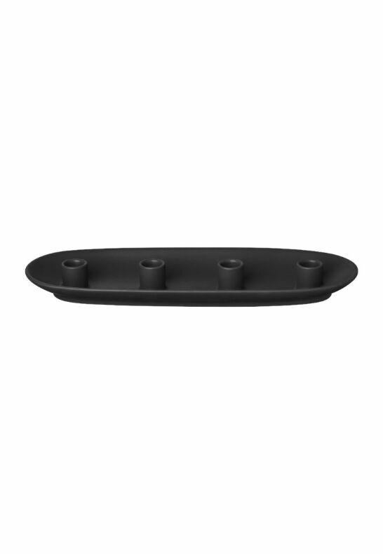 Blomus Vela Ljusstake Oval i svart stengods, 40 cm. Modern och elegant design som skapar en lugn atmosfär i hemmet.