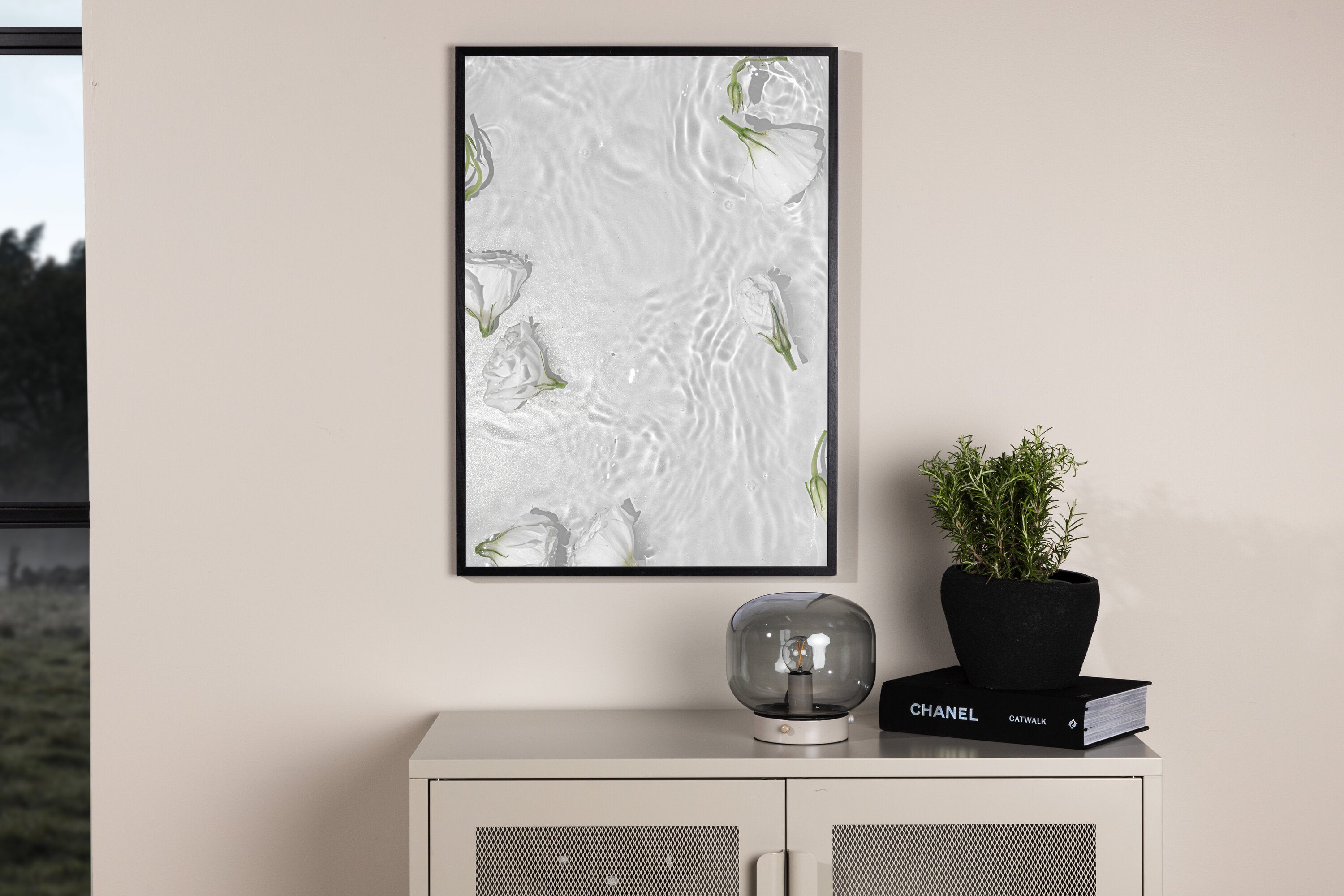 Venture Home White Roses Poster Vit 30 x 40 cm