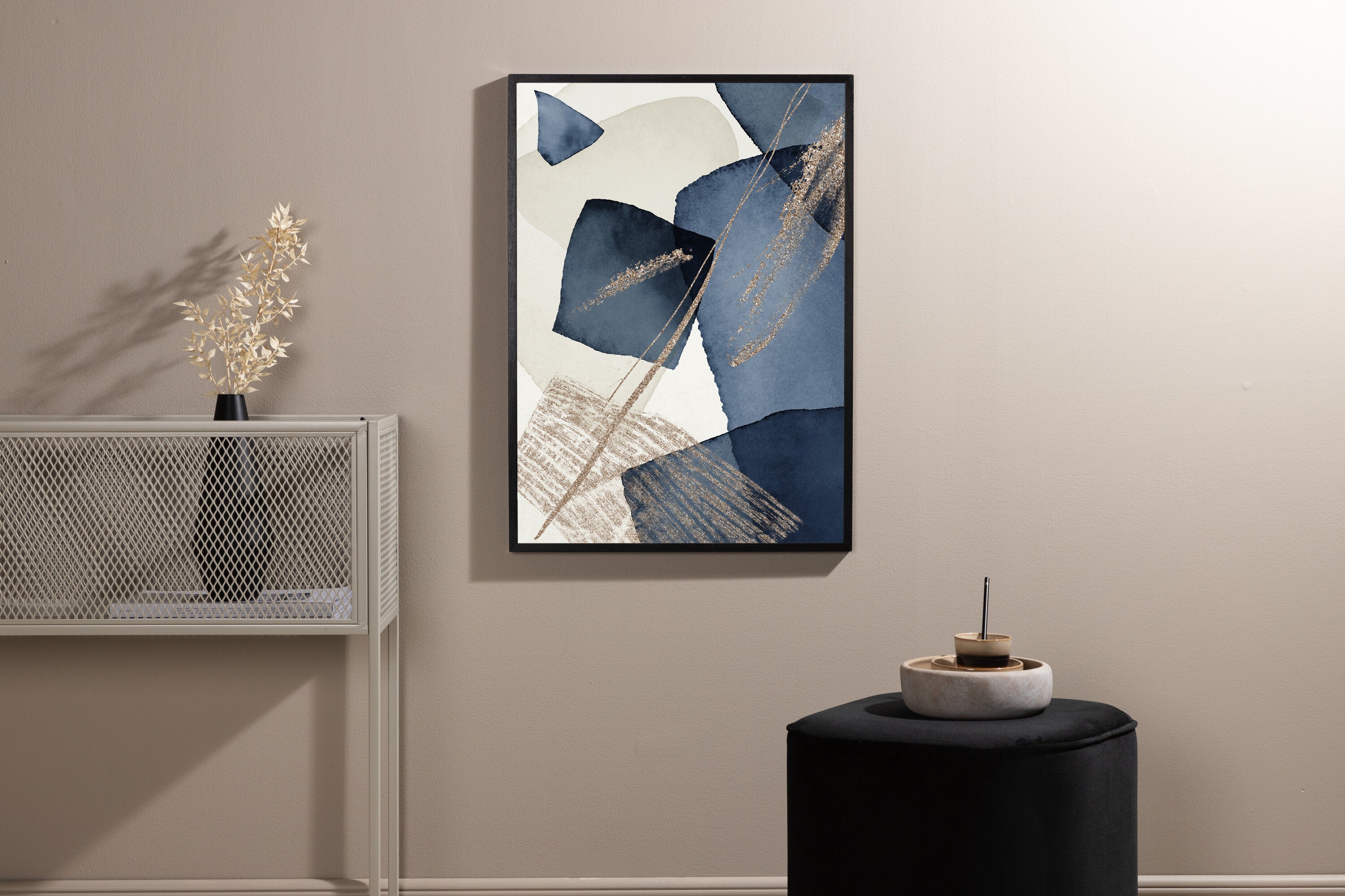 Venture Home Blue Swirl Poster Beige 50 x 70 cm