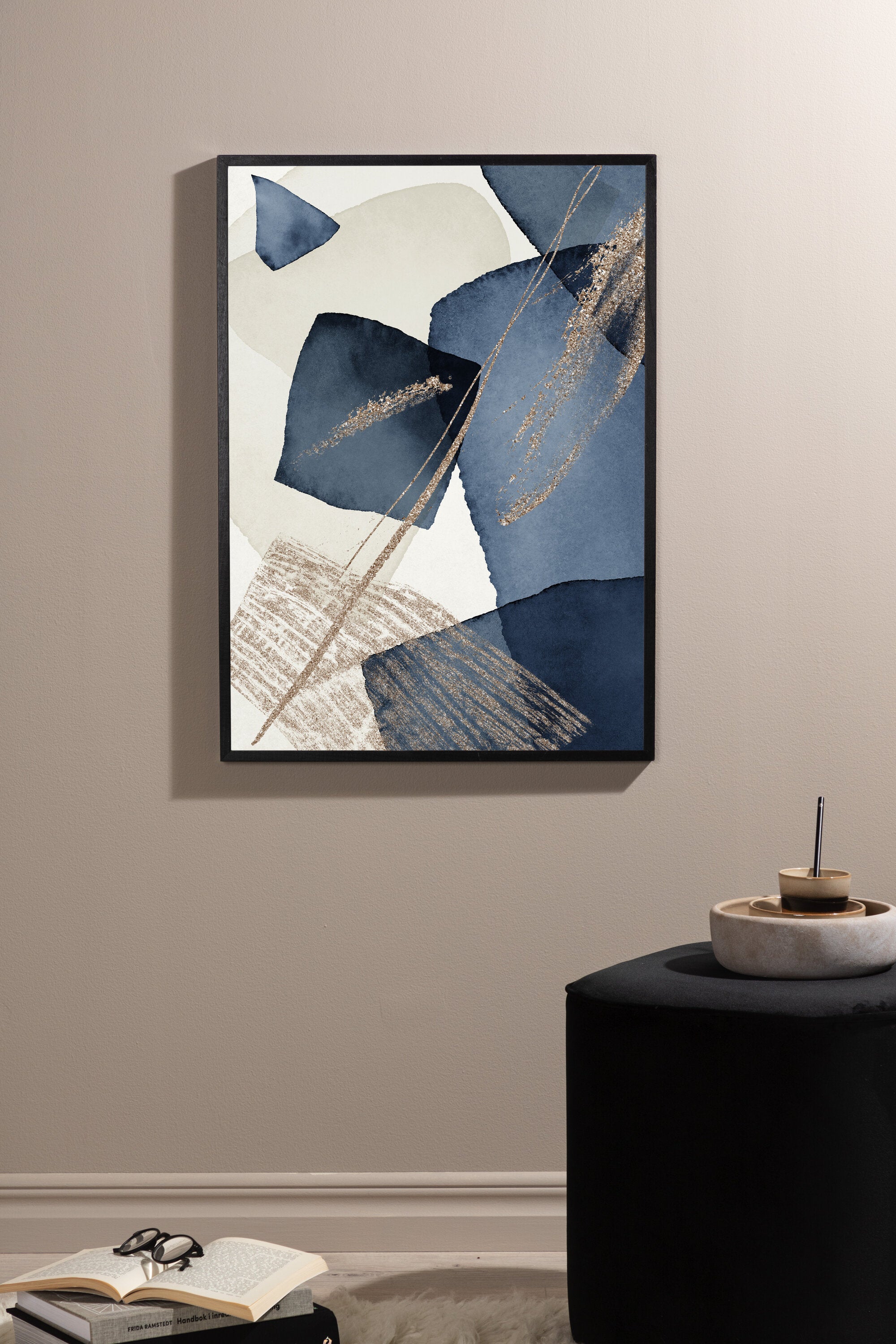 Venture Home Blue Swirl Poster Beige 50 x 70 cm