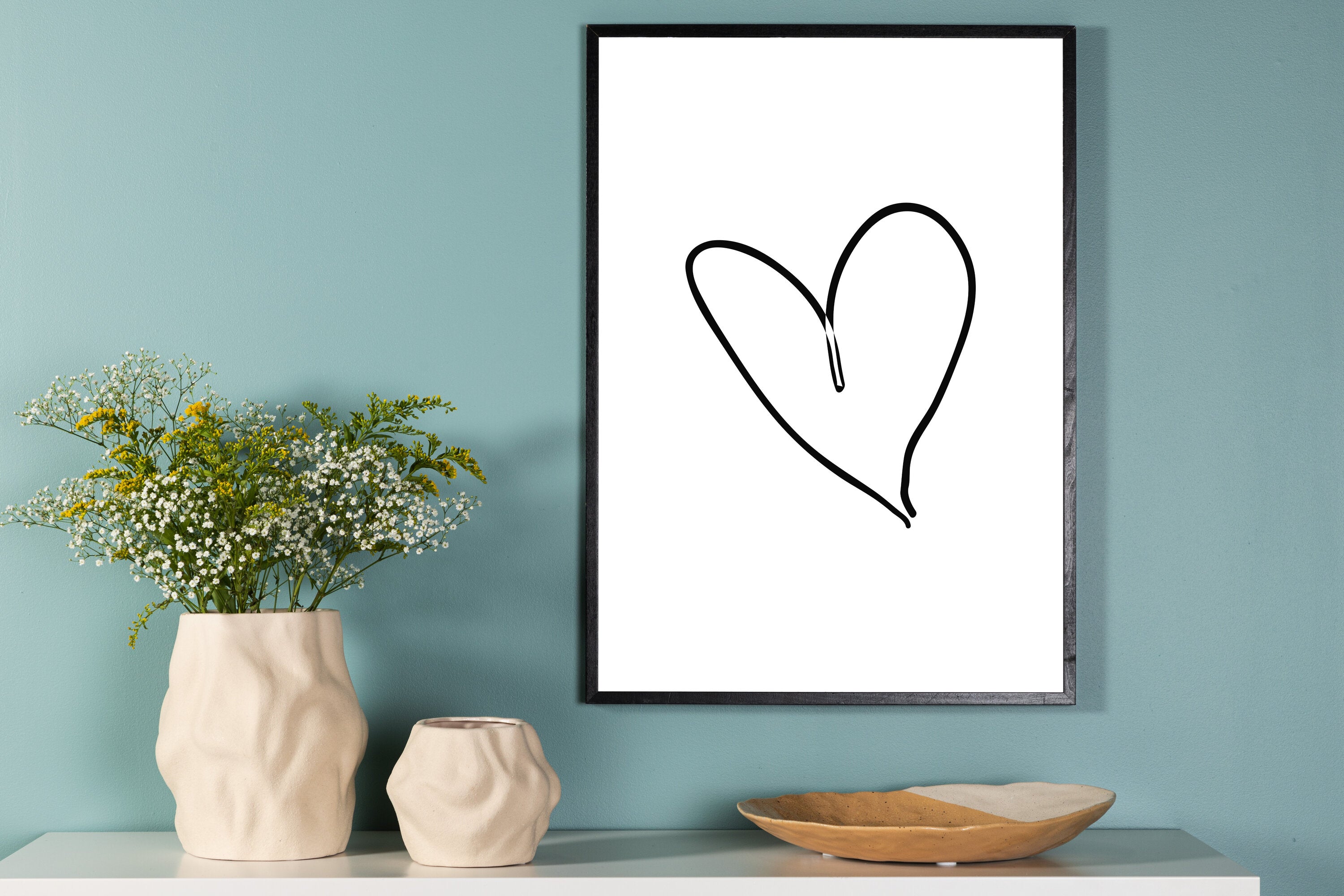 Venture Home Heart Poster Svart/Vit 21 x 30 cm