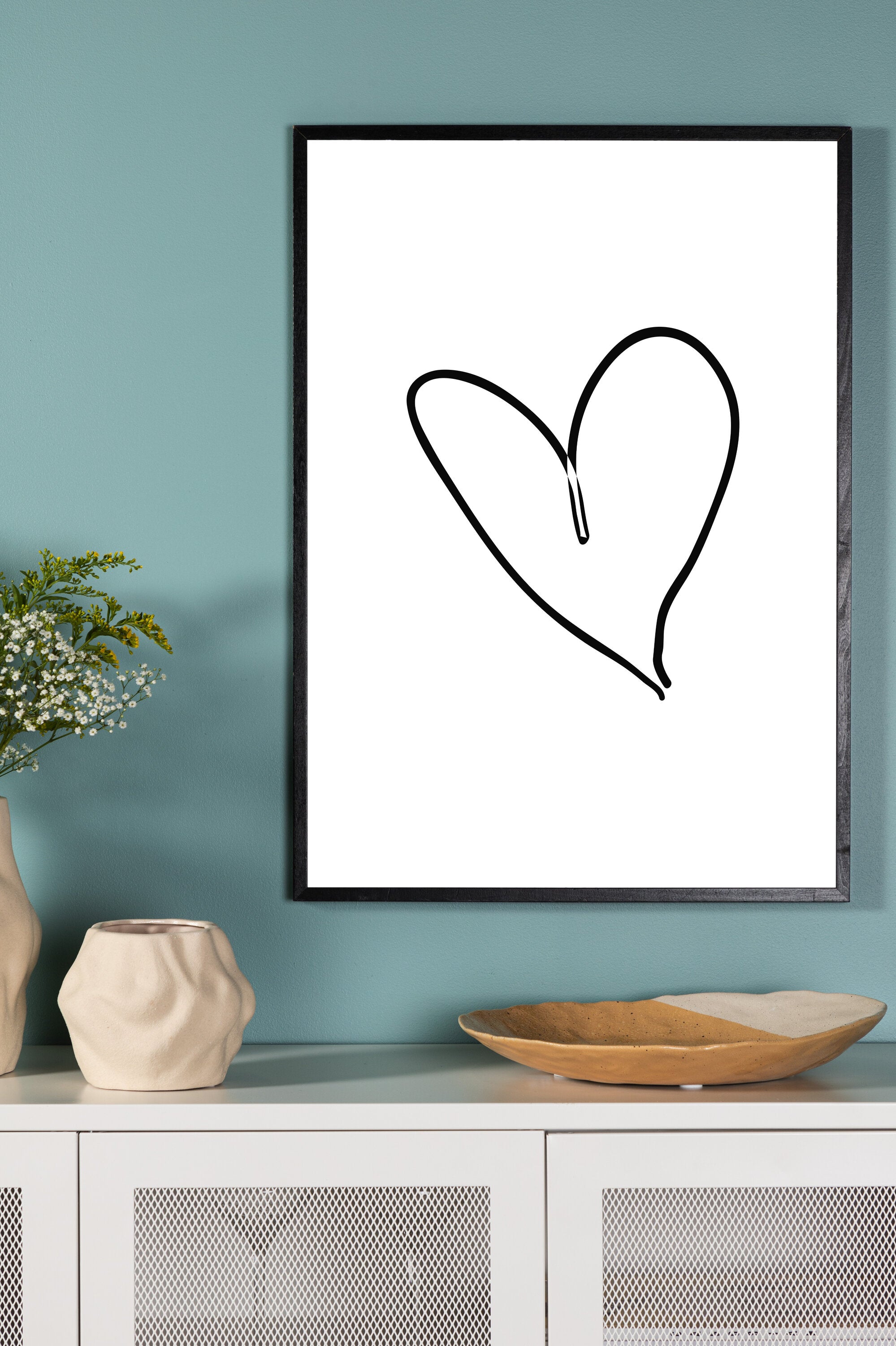 Venture Home Heart Poster Svart/Vit 21 x 30 cm