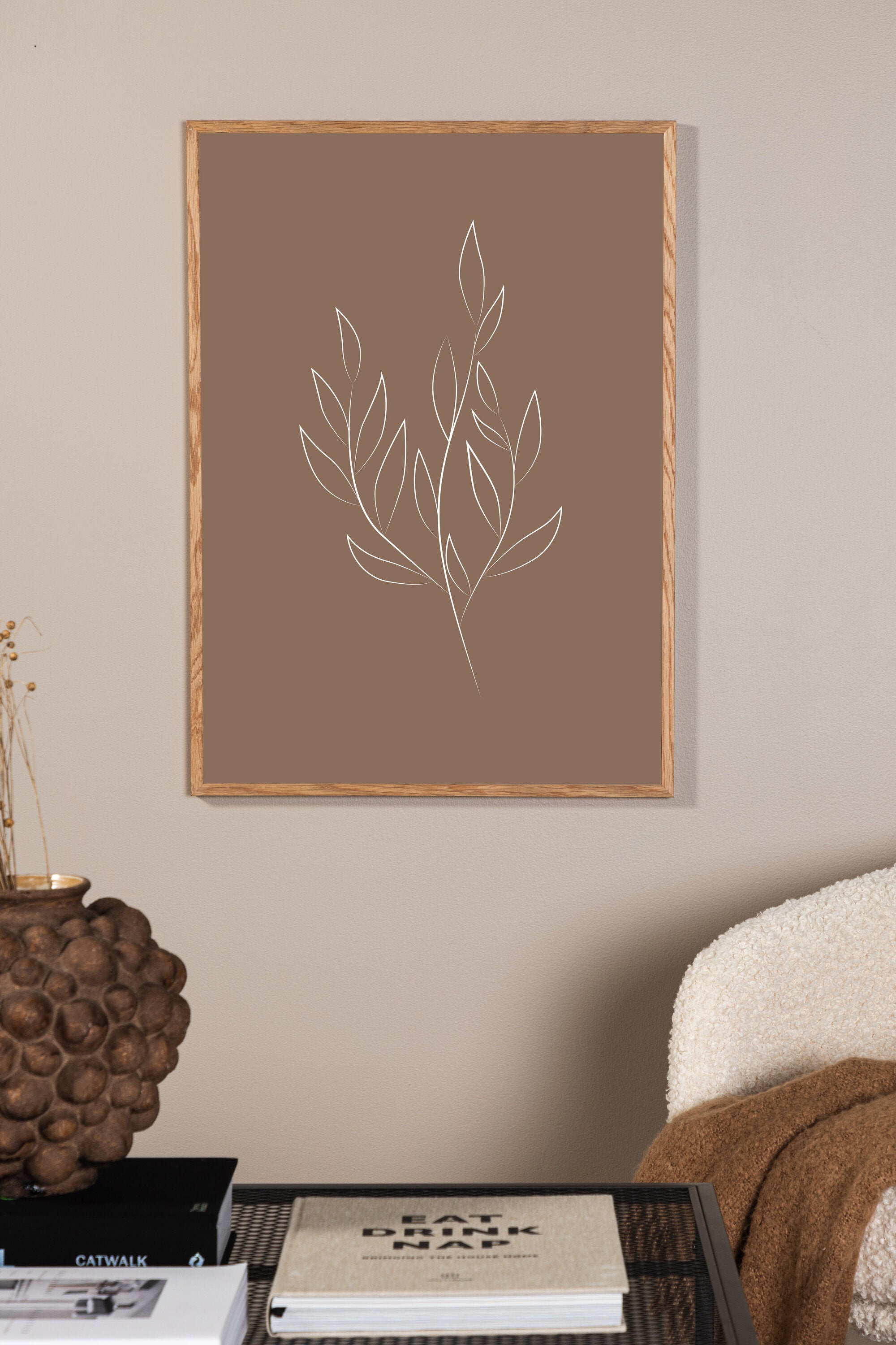 Venture Home Drawed leaf Poster Brun 21 x 30 cm