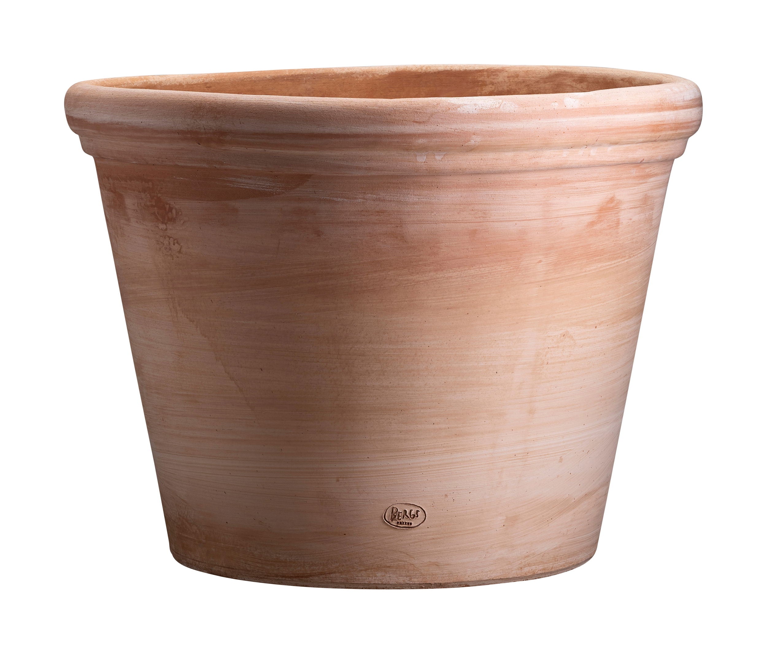 Flora kruka från Bergs Potter, rund och rosa keramik Ø60 cm. Elegant design för växter i moderna eller klassiska hem.