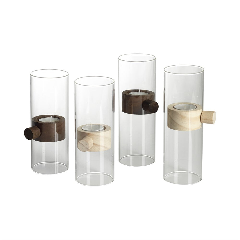 Mogihome Ljuslykta Elvin 2-P, 9 X 7 X 20 / 9 X 7 X 18 Cm, Glas/Brun