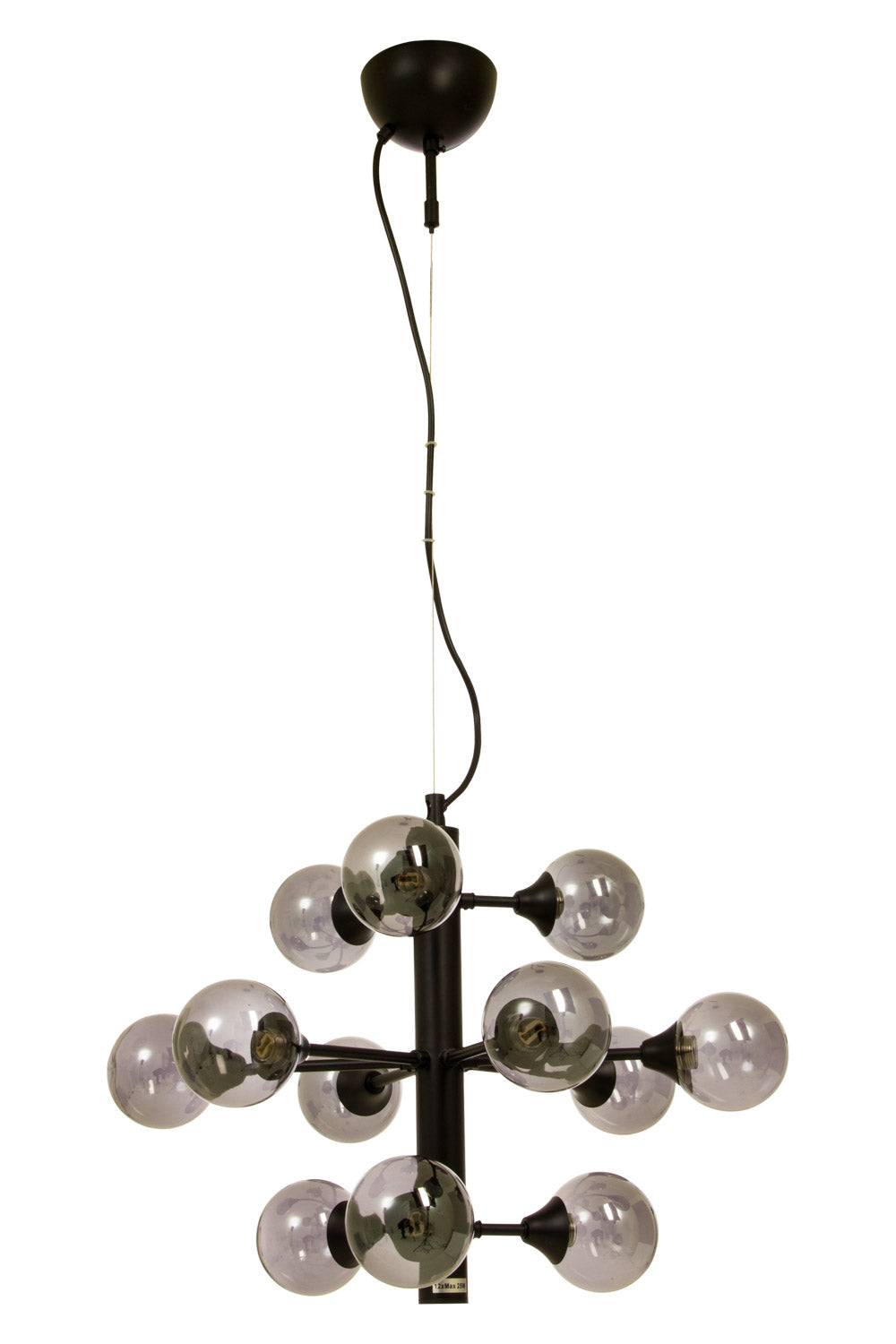 Aneta Lighting COSMOS taklampa 12-arm, svart/rök