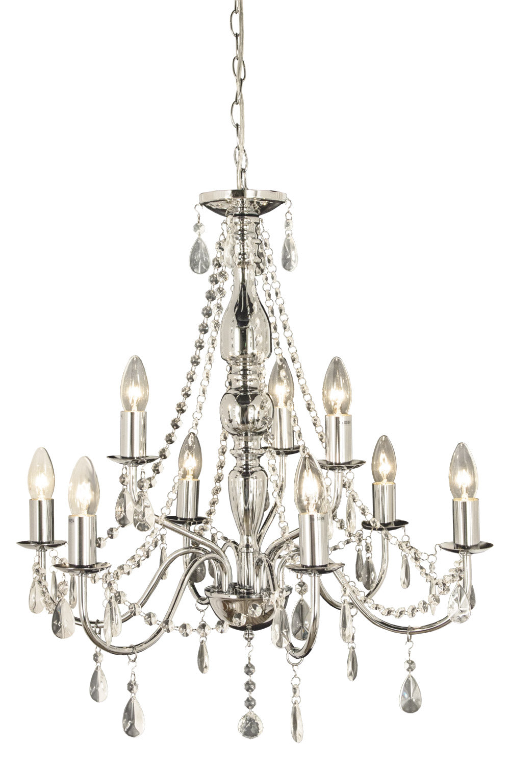 Aneta Lighting CHATEAU takkrona 9-arm, krom