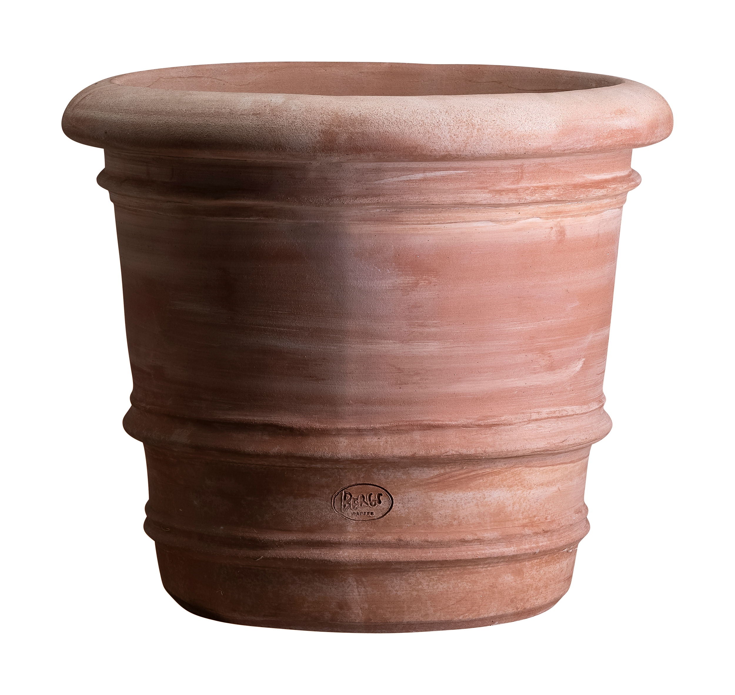 Bergs Potter Lucca kruka i mjukt rosa lergods, 60 cm diameter. Perfekt för stora växter med tidlös och stilren design.