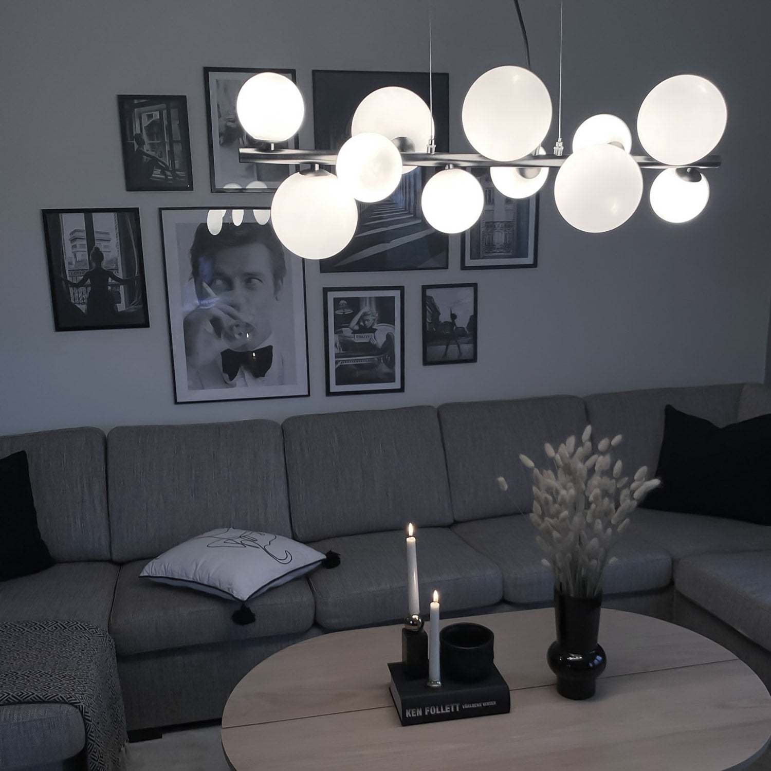 Aneta Lighting MOLEKYL taklampa L85, tenn/opalvit