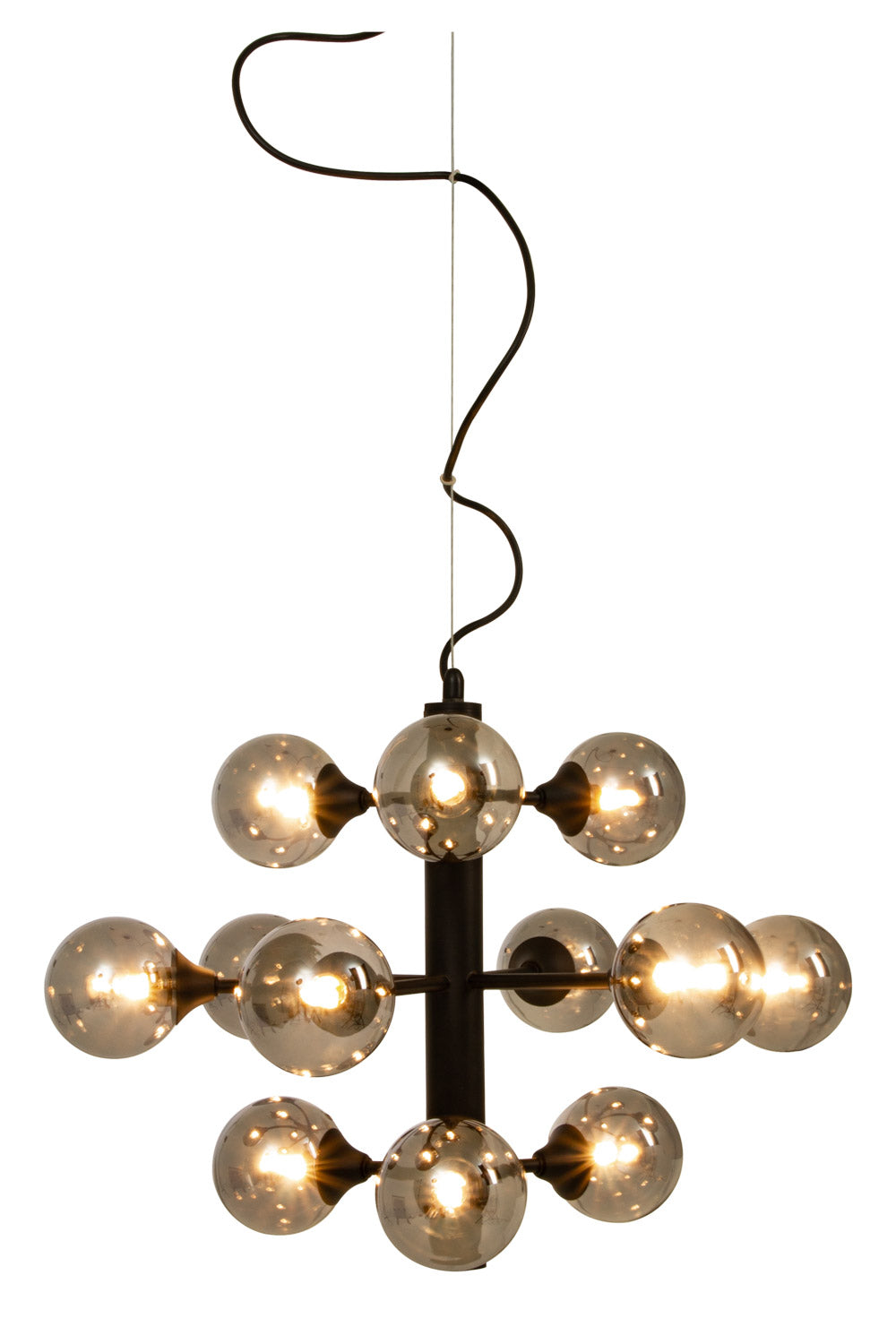 Aneta Lighting COSMOS taklampa 12-arm, svart/rök