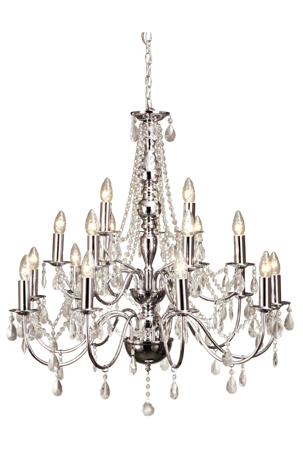 Aneta Lighting CHATEAU takkrona 18-arm, krom