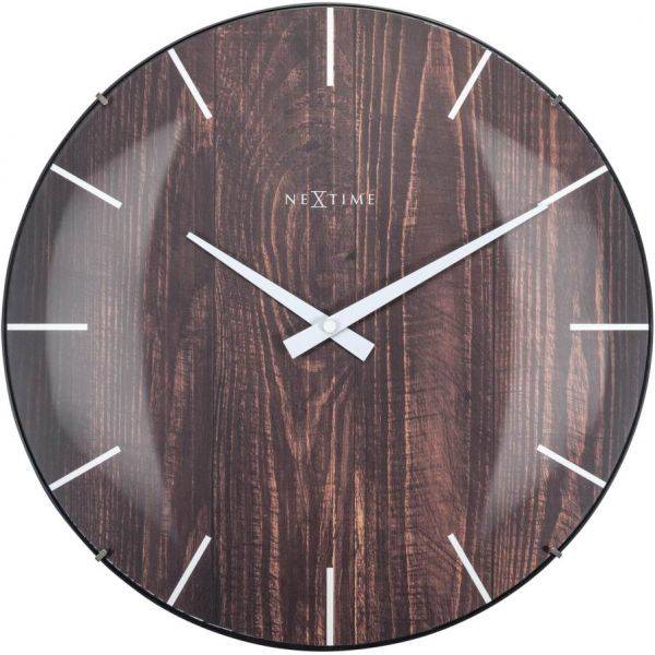 NeXtime Edge Wood Dome Väggklocka 35cm Mörkbrun