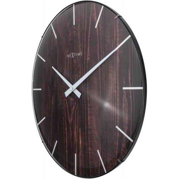 NeXtime Edge Wood Dome Väggklocka 35cm Mörkbrun