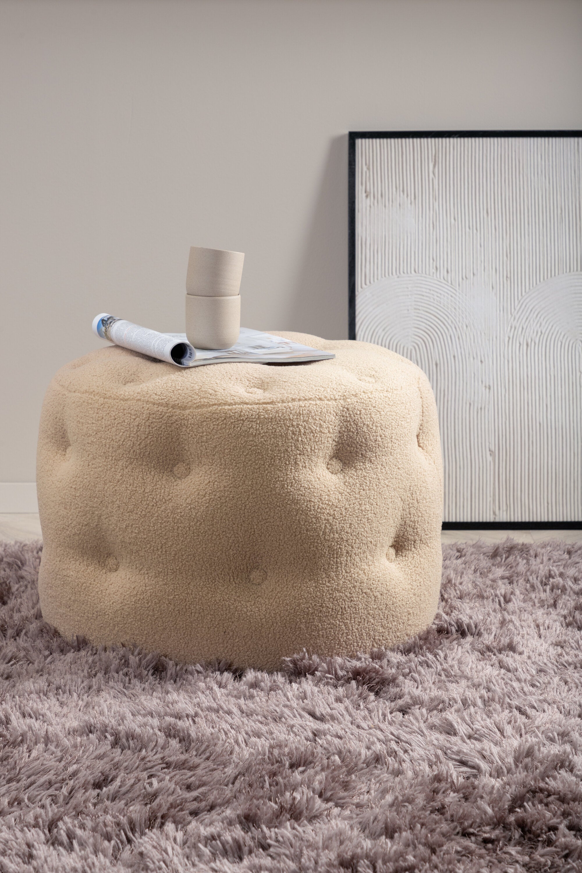 Venture Home Benjamin Puff Beige ø55 cm